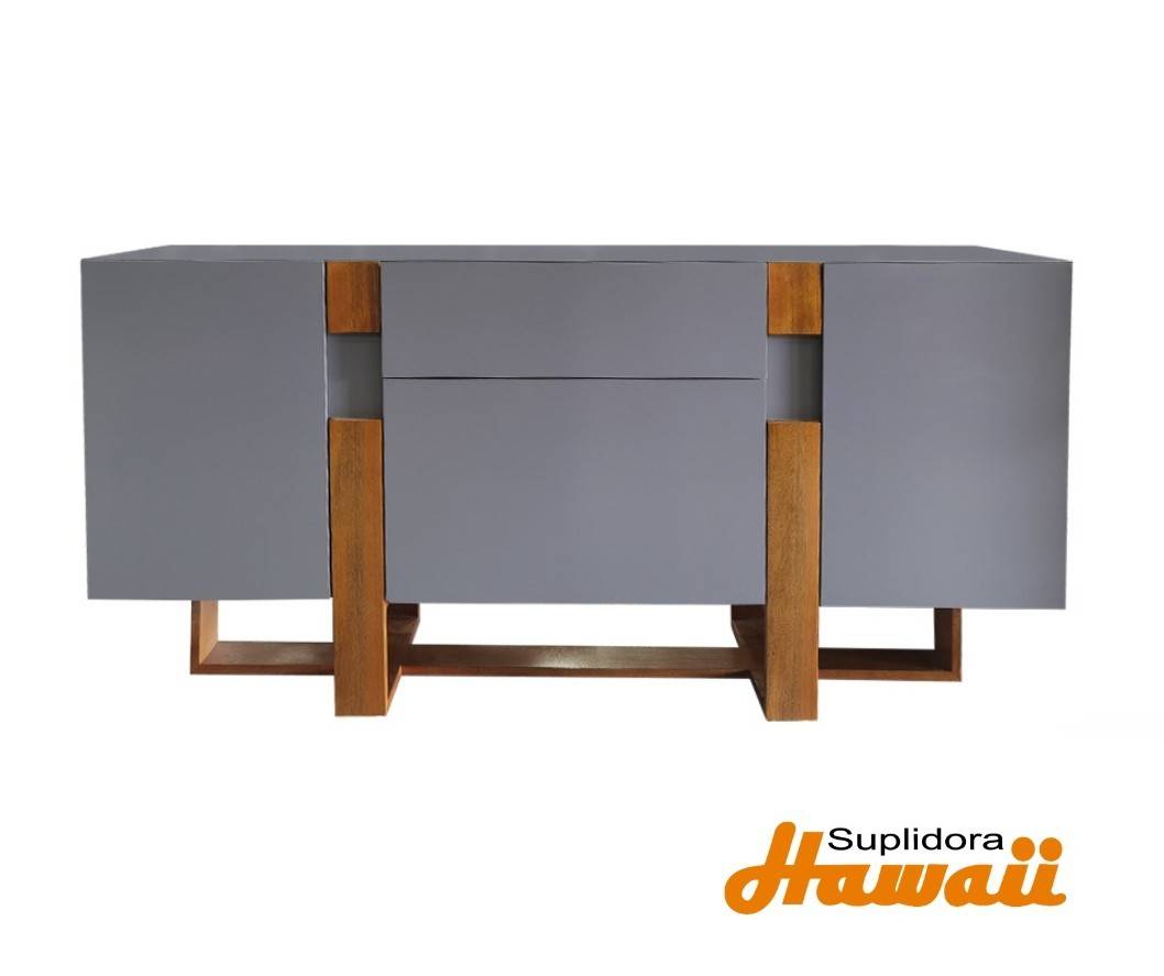 CREDENZA REBECA GRIS CON NATURAL 2/G 2PUERTAS