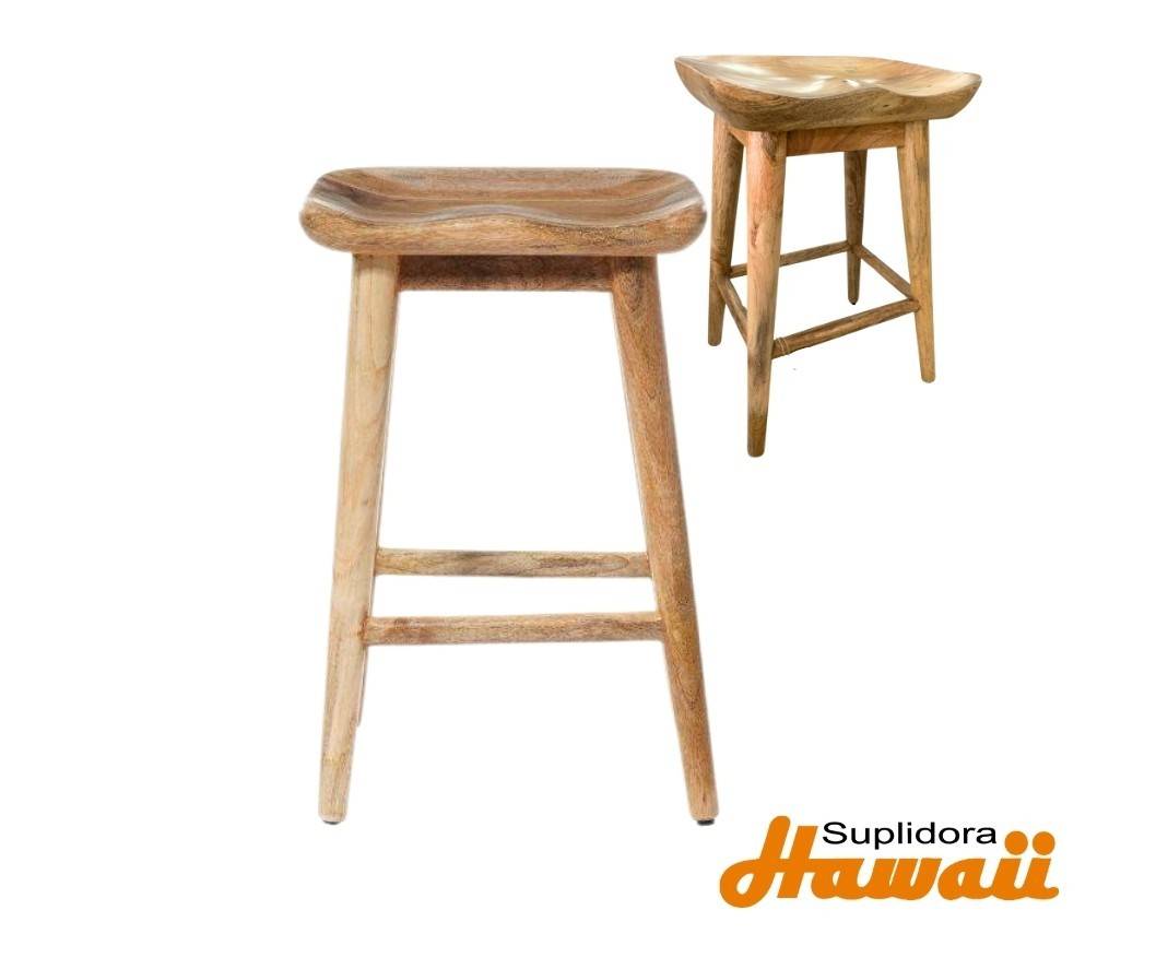 TABURETE D/MADERA MARRON 80611 C/REPOSAPIES 17 x 14 x 24