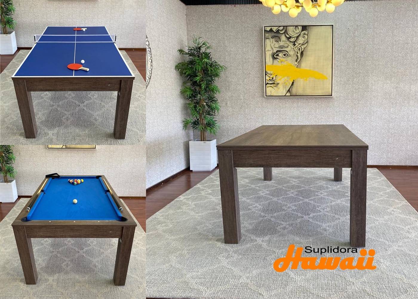 MESA BUNKER BILLARPING PONG MARRONACUERDO