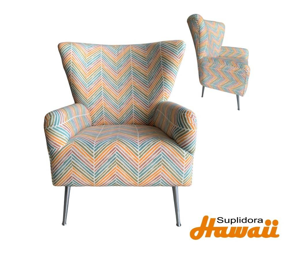 BUTACA TAPIZADA CON BRAZOS TAPIZRAYAS MULTICOLOR EN ZIG ZAG DR