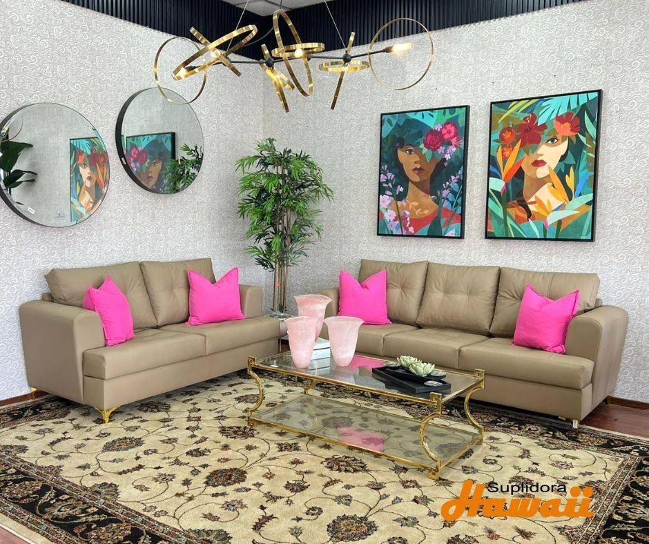 MUEBLE ANAYI S/3 S/2 CREMA OSCURO EN VINIL D.R.