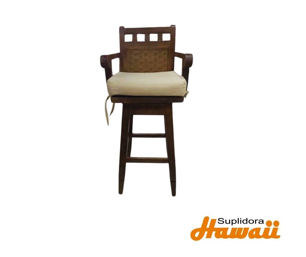 TABURETE T-2760 CAOBA C/COJIN CREMA R.D.